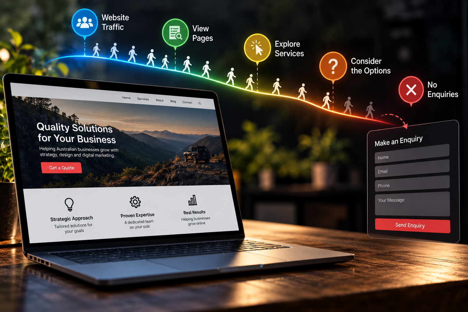 Website analytics and conversion strategy for turning online traffic into business enquiries